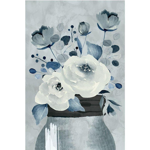 Gray Floral III White Modern Wood Framed Art Print by ND Art