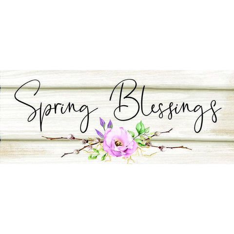 Spring Blessings Black Modern Wood Framed Art Print with Double Matting by ND Art