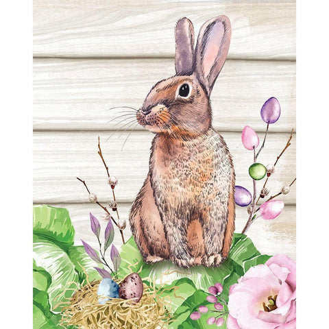 Easter Bunny White Modern Wood Framed Art Print by ND Art