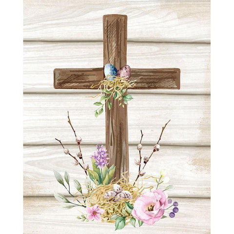 Easter Cross Gold Ornate Wood Framed Art Print with Double Matting by ND Art