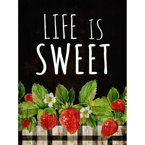 Life is Sweet Black Modern Wood Framed Art Print by ND Art