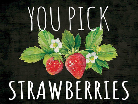 You Pick Strawberries Black Ornate Wood Framed Art Print with Double Matting by ND Art