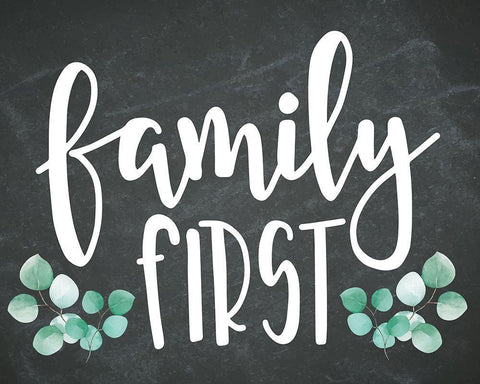 Family First White Modern Wood Framed Art Print with Double Matting by ND Art