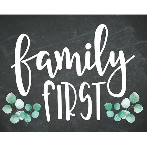 Family First White Modern Wood Framed Art Print by ND Art
