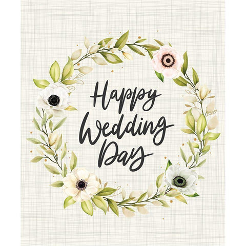 Happy Wedding Day Black Modern Wood Framed Art Print with Double Matting by ND Art
