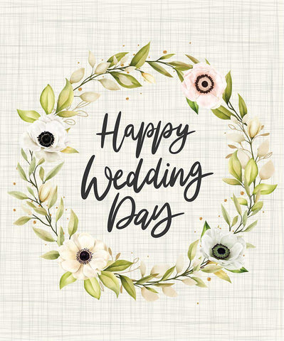 Happy Wedding Day Black Ornate Wood Framed Art Print with Double Matting by ND Art