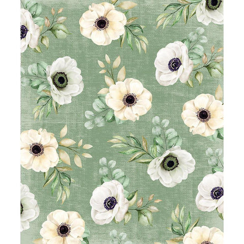 Wedding Flower Pattern Black Modern Wood Framed Art Print with Double Matting by ND Art