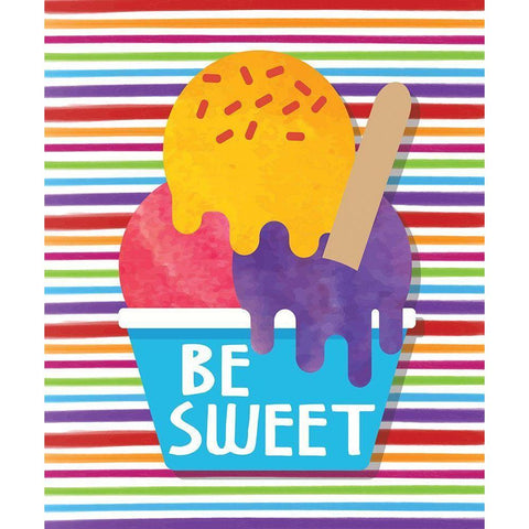 Be Sweet White Modern Wood Framed Art Print by ND Art