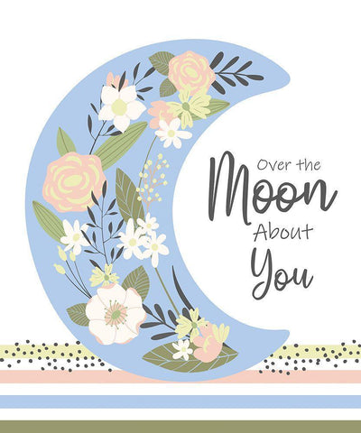 Over the Moon White Modern Wood Framed Art Print with Double Matting by ND Art