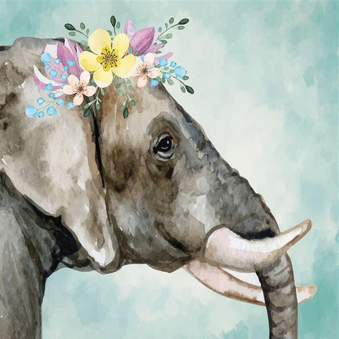 Elephant Gold Ornate Wood Framed Art Print with Double Matting by ND Art