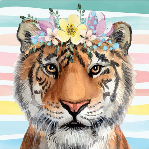 Tiger White Modern Wood Framed Art Print by ND Art