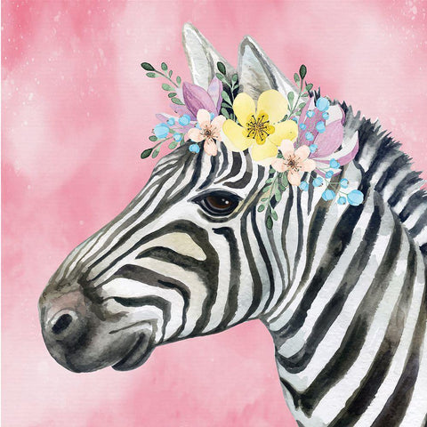 Zebra Black Ornate Wood Framed Art Print with Double Matting by ND Art