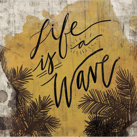 Life is a Wave Black Modern Wood Framed Art Print by ND Art