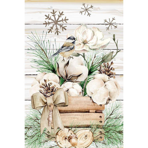 Winter Chickadee White Modern Wood Framed Art Print by ND Art