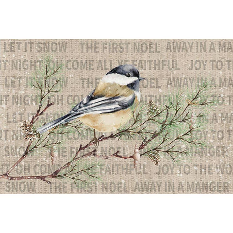 Winter Chickadee II Black Modern Wood Framed Art Print by ND Art
