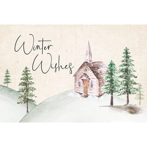 Winter Wishes Gold Ornate Wood Framed Art Print with Double Matting by ND Art