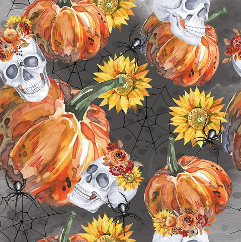 Halloween Pattern Black Ornate Wood Framed Art Print with Double Matting by ND Art