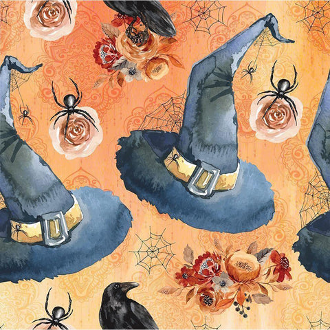 Witch Pattern Black Modern Wood Framed Art Print with Double Matting by ND Art