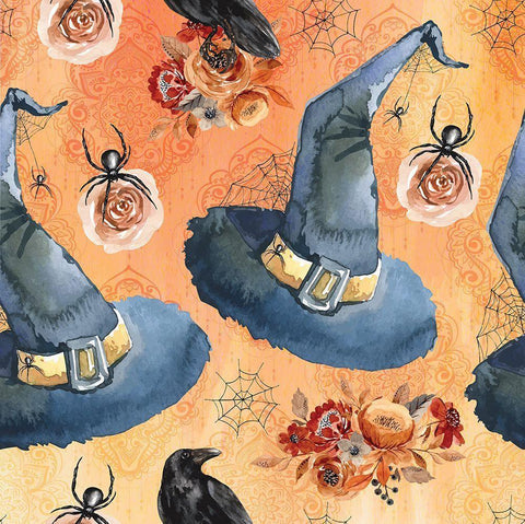 Witch Pattern White Modern Wood Framed Art Print with Double Matting by ND Art