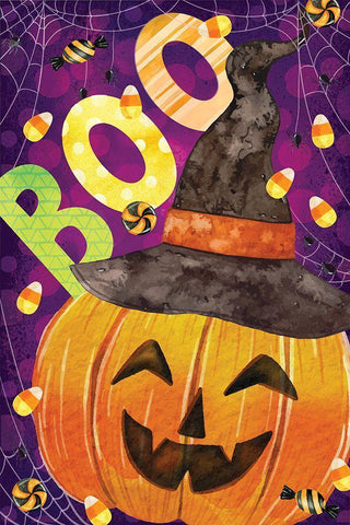 Boo! White Modern Wood Framed Art Print with Double Matting by ND Art