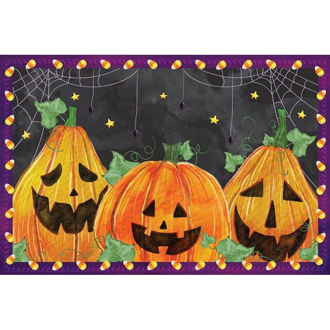 Jack O Lantern Black Modern Wood Framed Art Print with Double Matting by ND Art