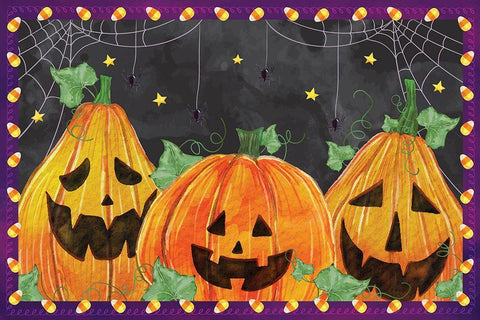 Jack O Lantern Black Ornate Wood Framed Art Print with Double Matting by ND Art