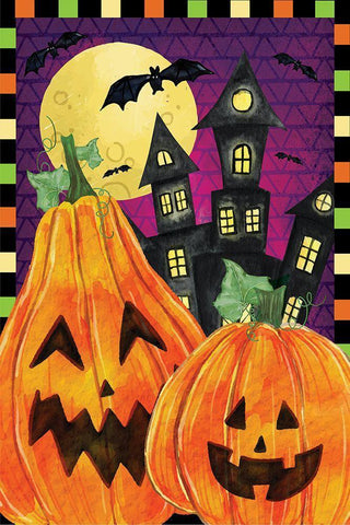 Jack O Lanterns White Modern Wood Framed Art Print with Double Matting by ND Art