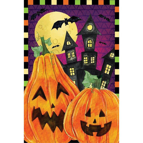 Jack O Lanterns Black Modern Wood Framed Art Print with Double Matting by ND Art