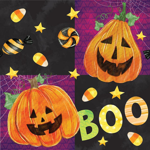 Halloween Pattern III Black Ornate Wood Framed Art Print with Double Matting by ND Art