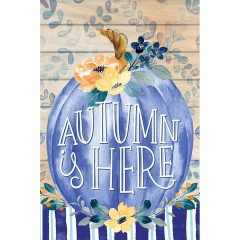 Autumn is Here White Modern Wood Framed Art Print by ND Art