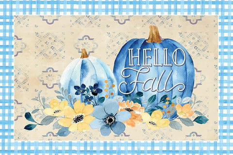Hello Fall White Modern Wood Framed Art Print with Double Matting by ND Art