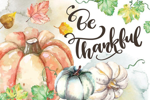 Be Thankful White Modern Wood Framed Art Print with Double Matting by ND Art