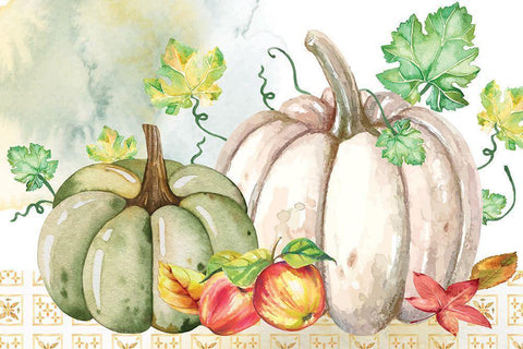 Fall Pumpkins White Modern Wood Framed Art Print with Double Matting by ND Art