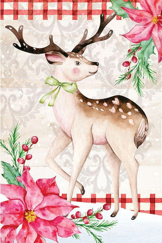 Rustic Reindeer White Modern Wood Framed Art Print with Double Matting by ND Art