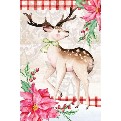 Rustic Reindeer White Modern Wood Framed Art Print by ND Art