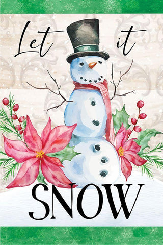 Let It Snow White Modern Wood Framed Art Print with Double Matting by ND Art