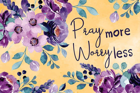 Pray More Black Ornate Wood Framed Art Print with Double Matting by ND Art