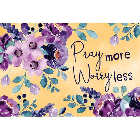 Pray More White Modern Wood Framed Art Print by ND Art