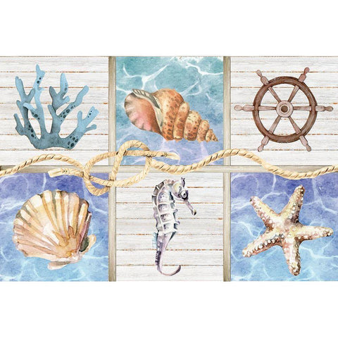 Coastal Gold Ornate Wood Framed Art Print with Double Matting by ND Art