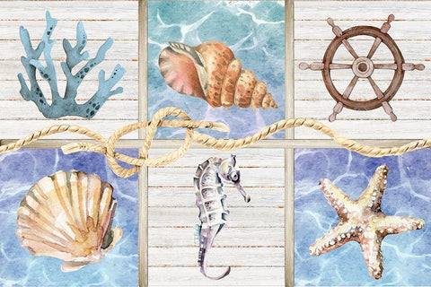 Coastal White Modern Wood Framed Art Print with Double Matting by ND Art