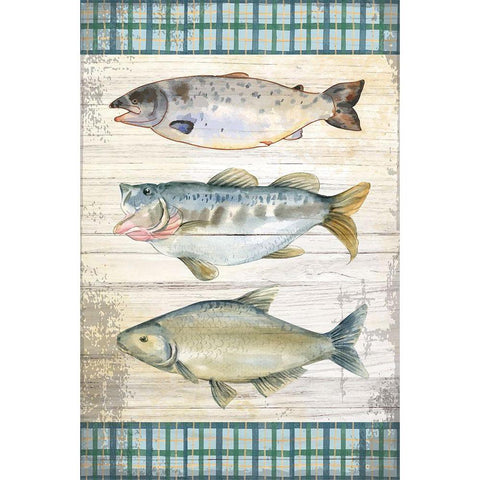 Lodge Fish Gold Ornate Wood Framed Art Print with Double Matting by ND Art