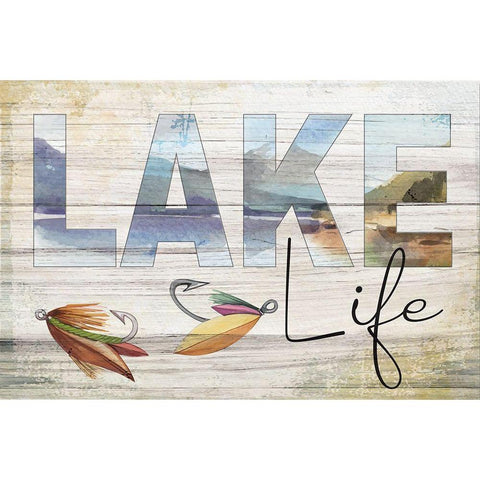 Lake Life Black Modern Wood Framed Art Print with Double Matting by ND Art