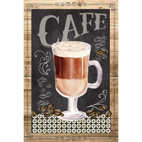CafÃ© Gold Ornate Wood Framed Art Print with Double Matting by ND Art