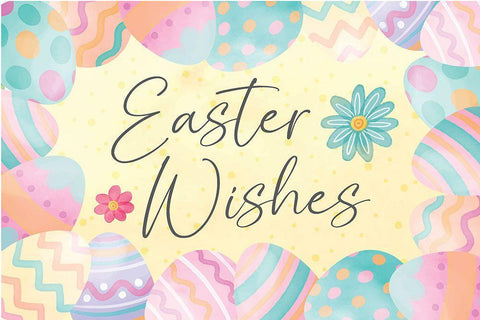 Easter Wishes White Modern Wood Framed Art Print with Double Matting by ND Art