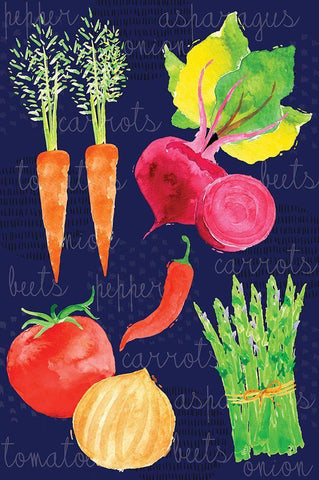 Kitchen Veggies I Black Ornate Wood Framed Art Print with Double Matting by ND Art