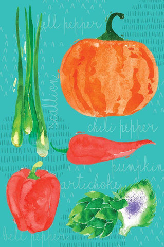 Kitchen Veggies II White Modern Wood Framed Art Print with Double Matting by ND Art