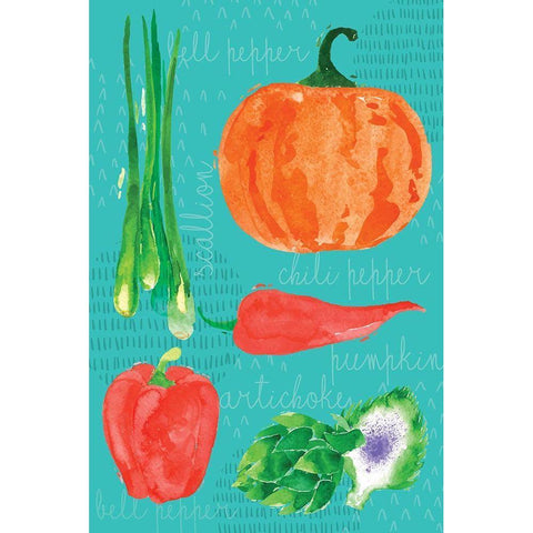 Kitchen Veggies II Black Modern Wood Framed Art Print by ND Art