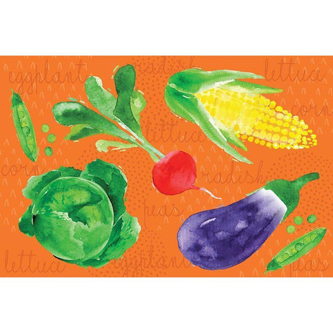 Kitchen Veggies III White Modern Wood Framed Art Print by ND Art