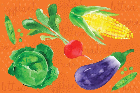 Kitchen Veggies III White Modern Wood Framed Art Print with Double Matting by ND Art