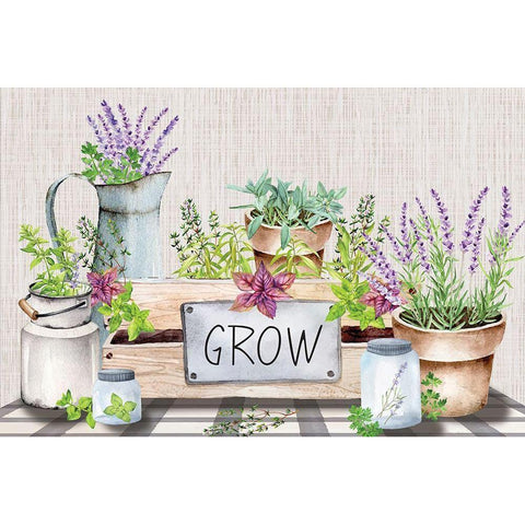 Grow Herbs White Modern Wood Framed Art Print by ND Art